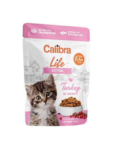 CALIBRA Cat Life Pouch Kitten Turkey in gravy 85 g tītars mērcē kaķēniem