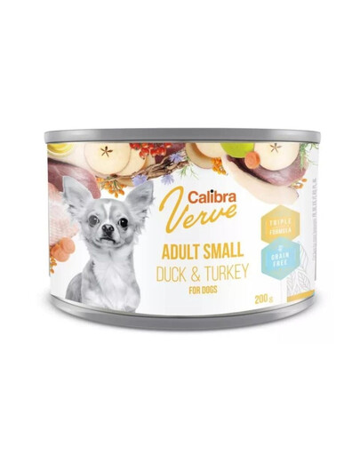 CALIBRA Dog Verve GF Adult Small Duck&Turkey 200 g Mitrā barība bez graudaugiem ar pīli un tītaru mazo šķirņu suņiem
