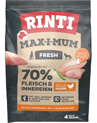 RINTI MAX-I-MUM ar vistu, barība bez graudiem 4 kg