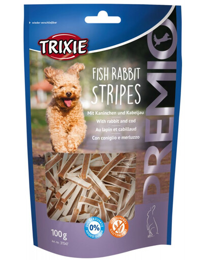 TRIXIE PREMIO Stripes kārumi ar truša gaļu un mencu 100 g