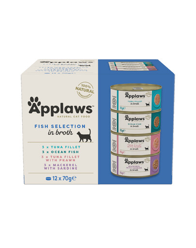APPLAWS Cat Tin Multipack 12 x 70g Fish Collection mitrā kaķu barība ar zivīm