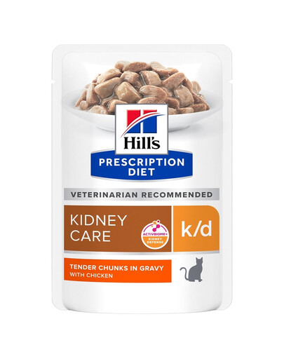 HILL'S Prescription Diet Feline k/d Kidney Care ar vistas gaļu 12x85 g paciņās