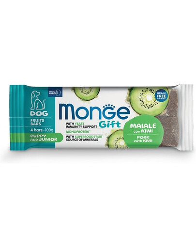 MONGE Gift Fruits Bars Puppy and Junior Cūkgaļa ar kivi 100 g