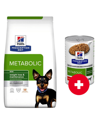 HILL'S Prescription Diet Canine Metabolic Mini 6 kg mazo šķirņu dzīvniekiem ar lieko svaru + 1 kārba BEZMAKSAS