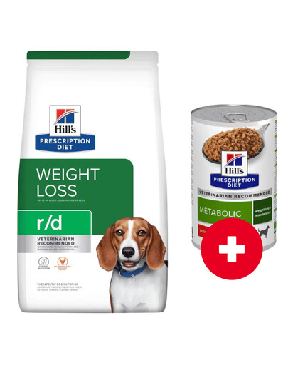 HILL'S Prescription Diet r/d Canine Weight Loss 4 kg + 1 var GRATIS