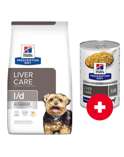 HILL'S Prescription Diet Canine l/d 4 kg suņu barība aknu slimībām + 1 kārba BEZMAKSAS