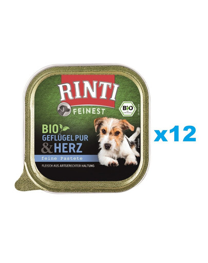 RINTI Feinest Bio mājputnu gaļa Pure&Poultry sirdis paplāte 12x150 g