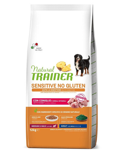 TRAINER Natural Natural Sensitive No Gluten Medium Maxi Adult ar trusi 12kg