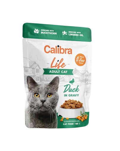 CALIBRA Cat Life Pouch Adult Duck in gravy 85 g pīle mērcē kaķiem