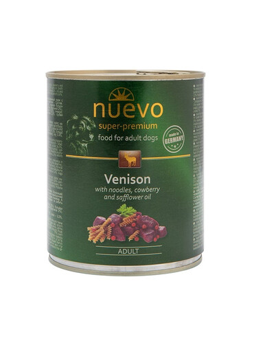 NUEVO Pieaugušo brieža gaļa ar makaroniem un dzērvenēm 800 g