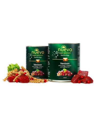 NUEVO Pieaugušo brieža gaļa ar makaroniem un dzērvenēm 800 g