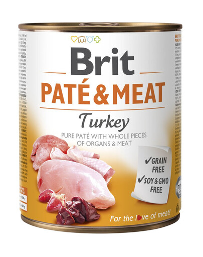 BRIT Pate & meat turkey 800 g mitrā barība ar tītara gaļu suņiem