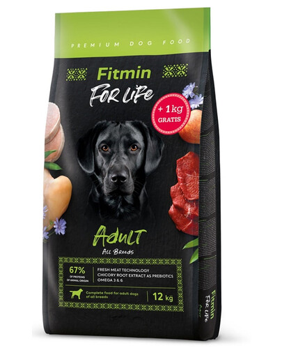 FITMIN Dog For Life Adult 12 + 1 kg pieaugušam sunim