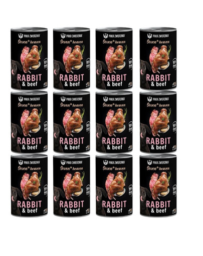 PAKA ZWIERZAKA Seventh Heaven Trusis un liellopu gaļa (rabbit&beef) 12x400 g