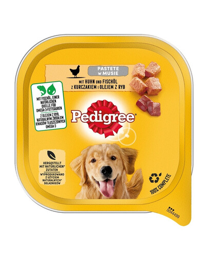 PEDIGREE Adult 10x300g mitrā suņu barība ar vistas gaļu un zivju eļļu