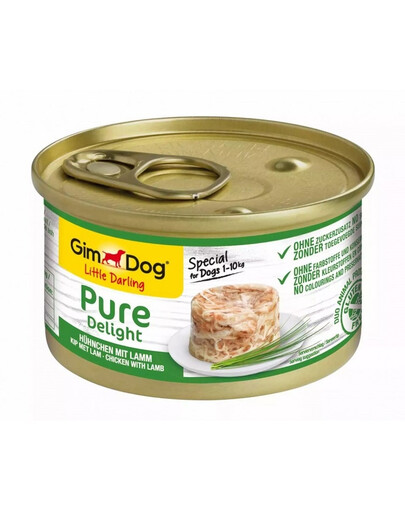 GIMDOG Pure Delight Chicken&Lamb 85 g vistas un jēra gaļa pieaugušiem mazo šķirņu suņiem