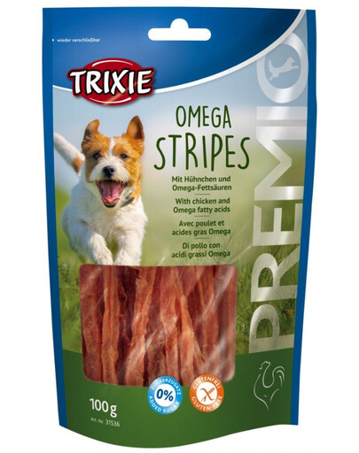 Trixie Premio Omega Strypes vistas gaļas strēmelītes 100 g