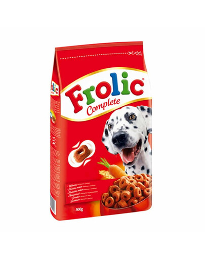 FROLIC sausā barība ar liellopa gaļu, dārzeņiem un graudaugiem 0,5 kg x16