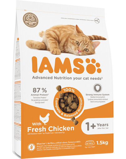 IAMS for Vitality Chicken Pieaugušo kaķu barība ar vistas gaļu 1,5 kg