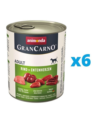 ANIMONDA GranCarno rinkinys su jautienos ir antienos širdimis 6 x 800 g