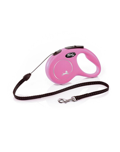 Flexi New Classic S pavada (virve), 5 m, rozā, līdz 12 kg