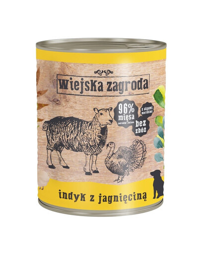 WIEJSKA ZAGRODA Tītara un jēra gaļa 800 g barība suņiem bez graudiem