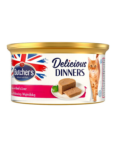 BUTCHER'S Classic Delicious Dinners konservi ar aknām un liellopa gaļu 85 g