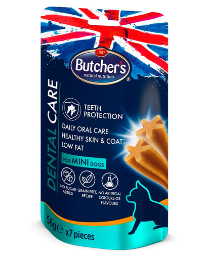 BUTCHER'S Butcher'S Dental Care for Mini Dogs 56g zobu našķis miniatūriem suņiem