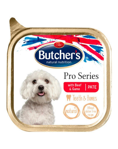 BUTCHER'S Pro Series Teeth&Bones liellopu un brieža gaļas pastēte 150 g