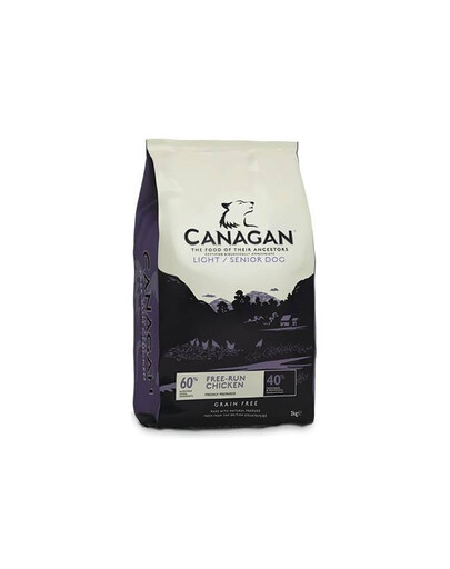CANAGAN Dog Senior Light Free-Range Chicken 12 kg sausā barība gados vecākiem, kastrētiem suņiem ar lieko svaru