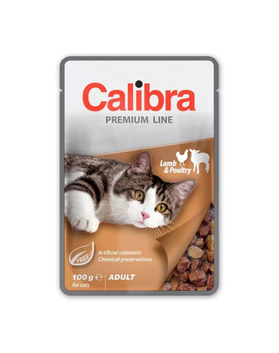 CALIBRA Cat Premium Line Adult Lamb&Poultry 100 g ar jēra un mājputnu gaļu kaķiem