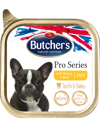 BUTCHER'S Pro Series Teeth&Bones mājputnu un liellopu gaļas pastēte 150 g