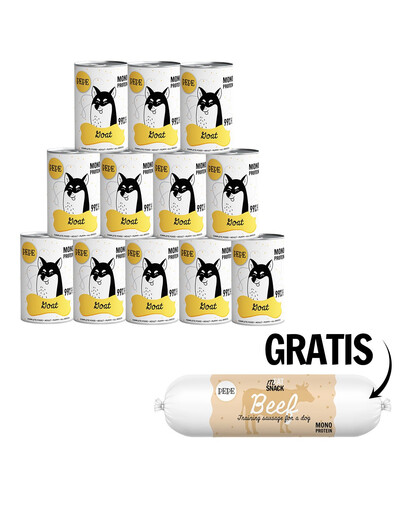 PAKA ZWIERZAKA PEPE Goat 99% (Kaza) 400g monoproteīnu barība + Liellopu gaļas desa suņiem 200g BEZMAKSAS