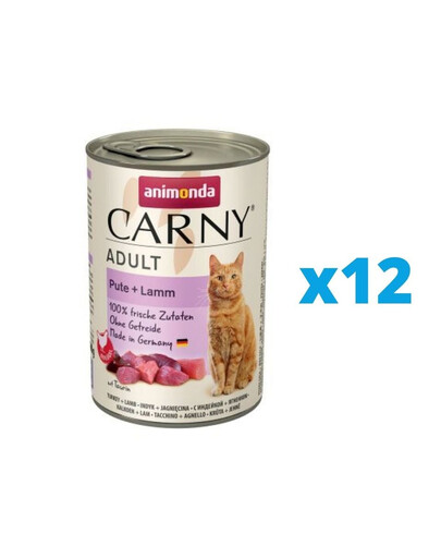 ANIMONDA Carny pieaugušiem tītara un jēra gaļas komplekts 12 x 400 g