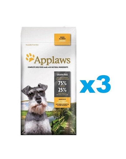 APPLAWS Senior All Breeds Chicken 6 kg (3x2 kg) ar vistu vecākiem suņiem