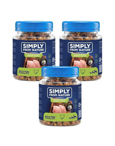 SIMPLY FROM NATURE Smart Bites Mājputnu trenažieri suņiem 3x130g