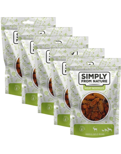 SIMPLY FROM NATURE Meat Noodles Gaļas nūdeles ar brieža un mežacūkas gaļu suņiem 5x80 g