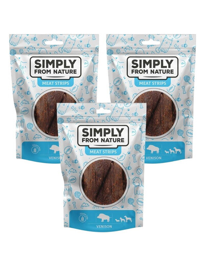 SIMPLY FROM NATURE Meat Strips Medījuma gaļas sloksnes suņiem 3x80 g