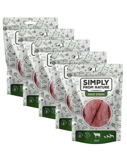 SIMPLY FROM NATURE Meat Strips Liellopa gaļas sloksnes suņiem 5x80 g