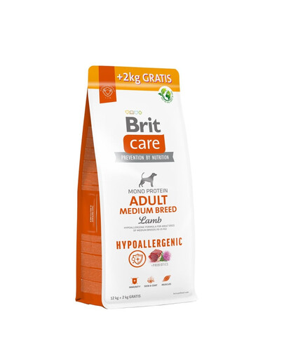 BRIT Care Hypoallergenic Adult Medium Breed ar jēra gaļu 12+2 kg