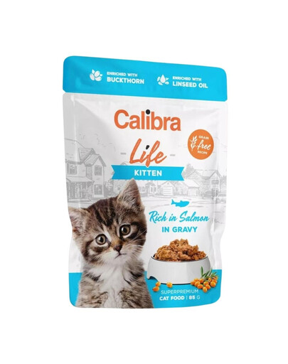 CALIBRA Cat Life Pouch Kitten Salmon in gravy 85 g laši mērcē kaķēniem