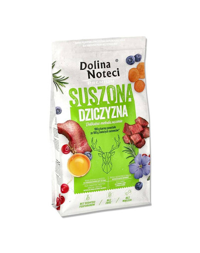 DOLINA NOTECI Premium Žāvēta brieža gaļas barība suņiem 9 kg