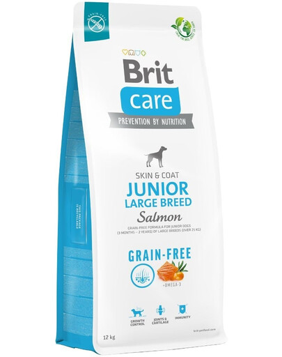 BRIT Care Sausā barība bez graudaugiem lielo šķirņu junioriem ar lasi 12 kg