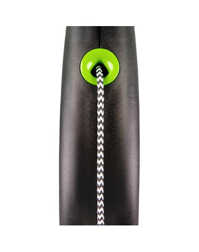 FLEXI Black Design S Cord 5 m melnas ar zaļu automātiskā pavadiņa