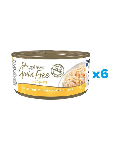 APPLAWS Cat Adult Grain Free in Gravy Chicken Breast vistas krūtiņa mērcē 6x70 g