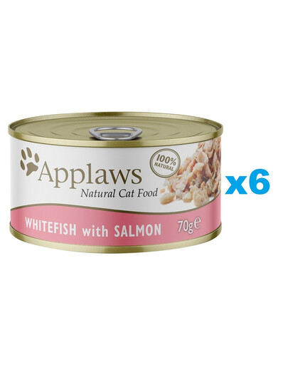 APPLAWS Cat Adult Whitefish with Salmon in Broth baltās zivis un lasis buljonā 6x70g