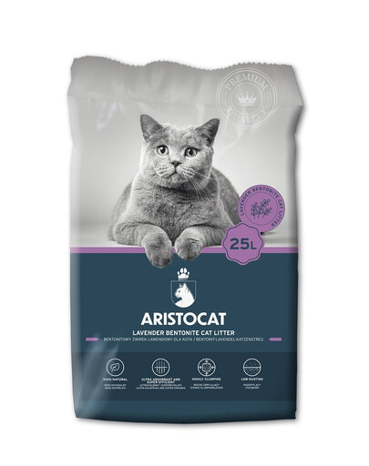 ARISTOCAT Bentonite Plus lavandas bentonīta pakaiši 25 l + ALPHA SPIRIT Cube cat treat chicken 6x50 g