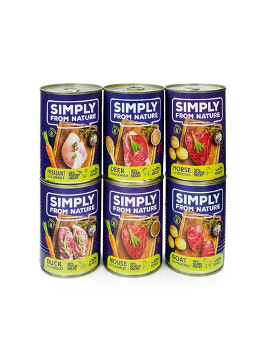 SIMPLY FROM NATURE Mitrā barība suņiem ar jauktām garšām 5 x 400g