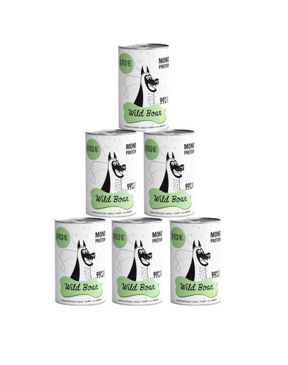 PAKA ZWIERZAKA PEPE Wild Boar 99% (brieža gaļa) 6x400 g
