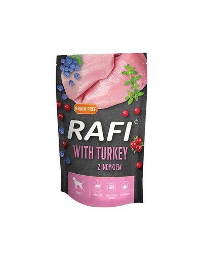 RAFI mitrā barība ar tītaru, mellenēm un dzērvenēm suņiem 500 g